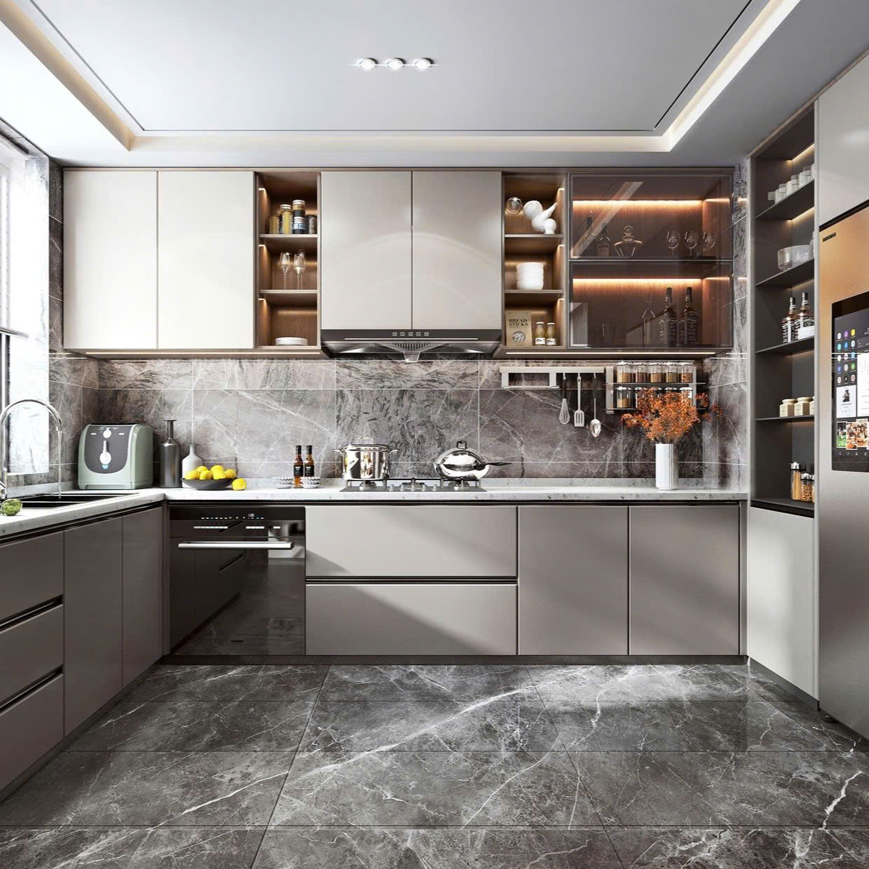 có bao nhiêu loại tủ bếp inox cánh kính
