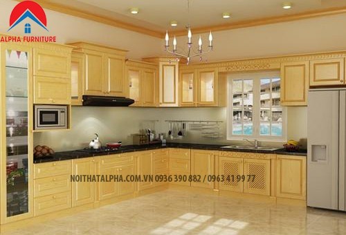 Tủ Bếp Gỗ Sồi Nga MS24-Chung cư Shunshine Center Từ Liêm