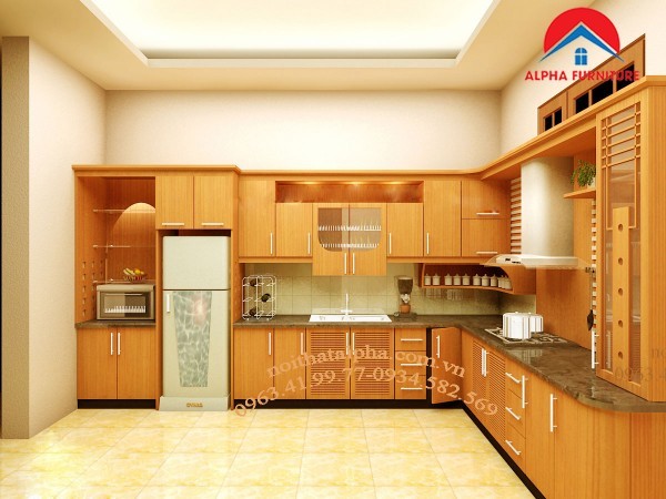Tủ Bếp Gỗ Veneer MS10