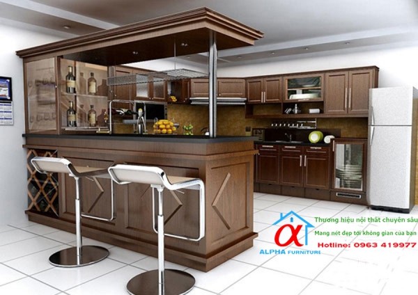 Tủ Bếp Gỗ óc chó 004