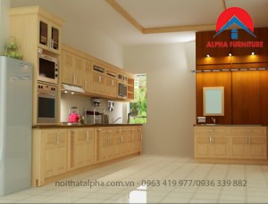 Tủ Bếp Gỗ Sồi Mỹ MS04