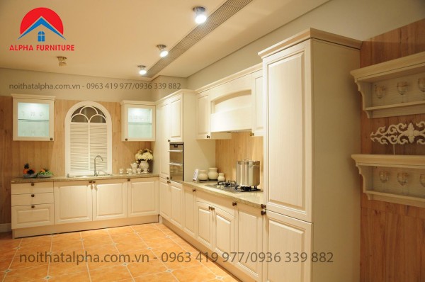 Tủ Bếp Gỗ Sồi Mỹ MS02