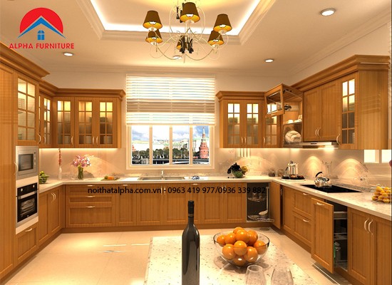 Tủ Bếp Gỗ Xoan Đào MS10
