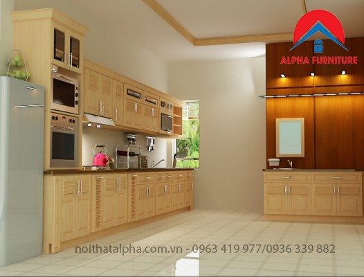Tủ Bếp Gỗ Sồi Mỹ MS04