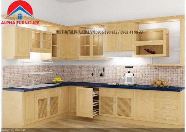 Tủ Bếp Gỗ Sồi Nga MS22-Nhà chị An- Hoài Đức